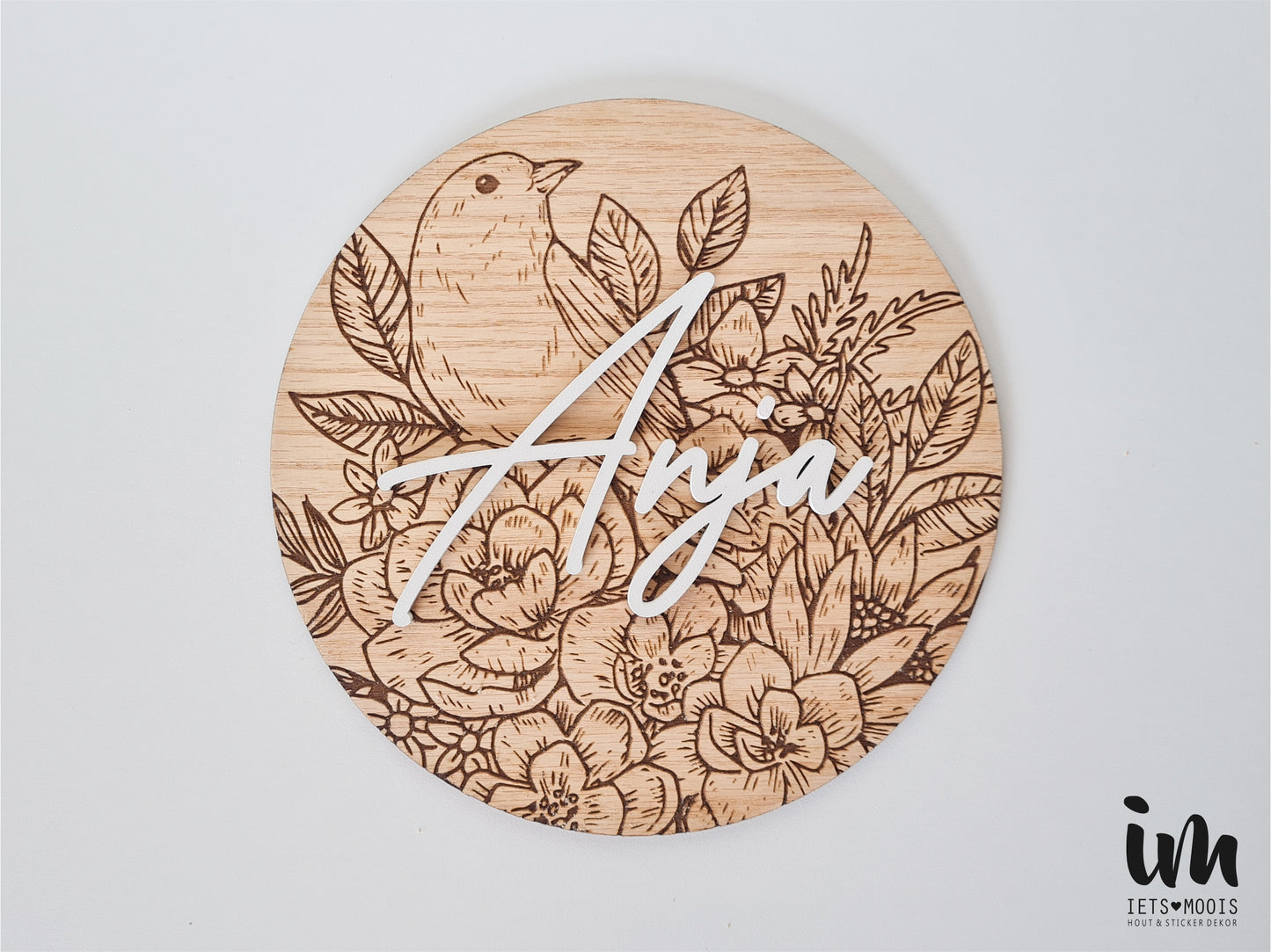 Engraved Plaque - Bird & Flowers