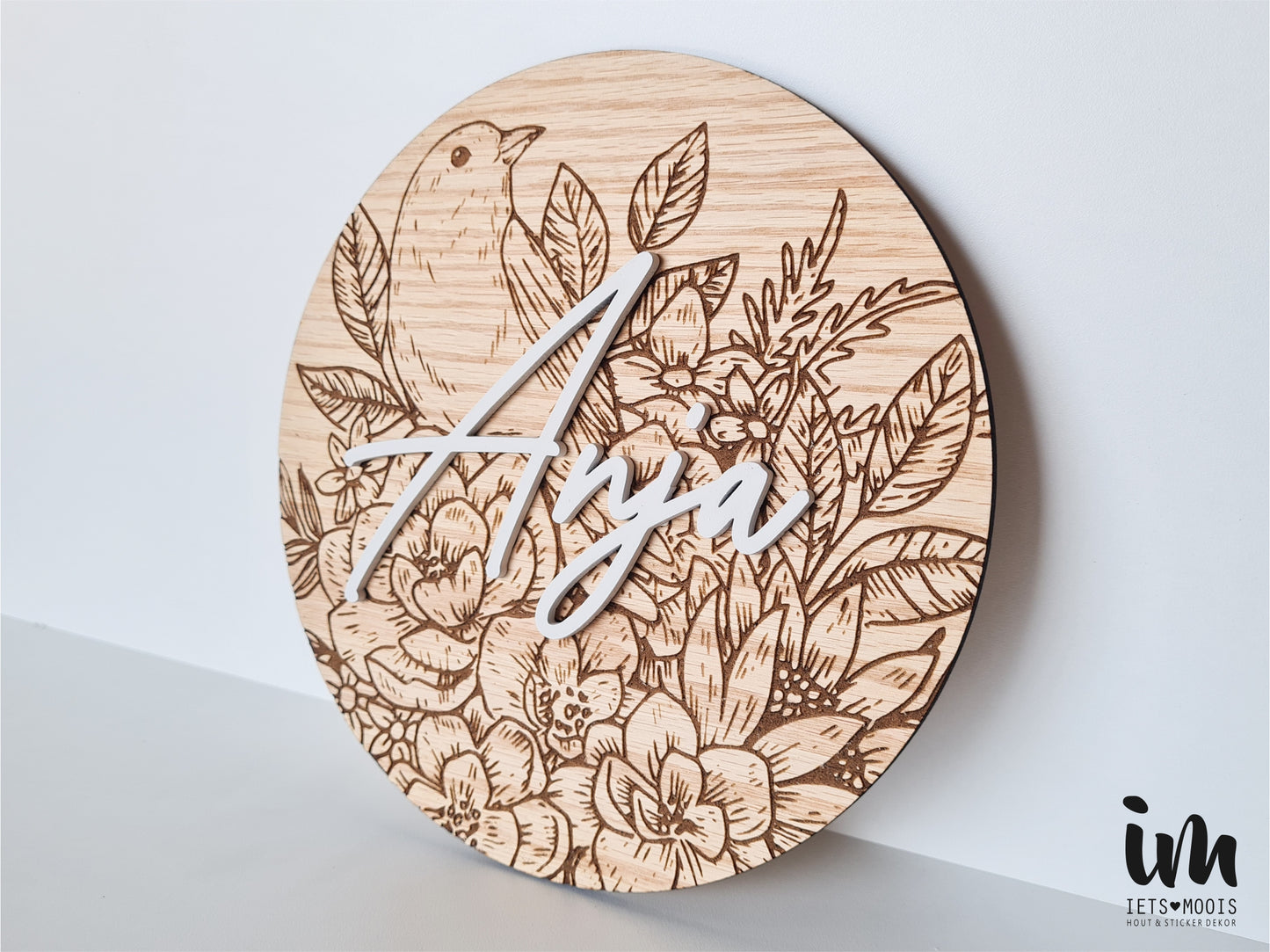 Engraved Plaque - Bird & Flowers